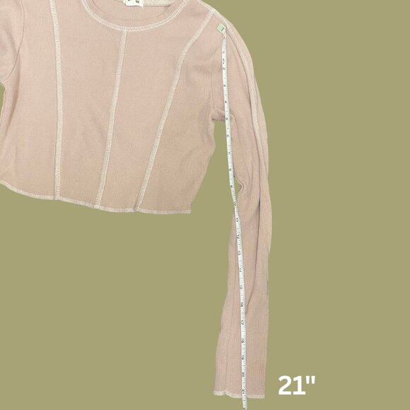 Garage Blush Pink Ribbed Long Sleeve Crop Top (Size P/S) - Picture 3 of 8